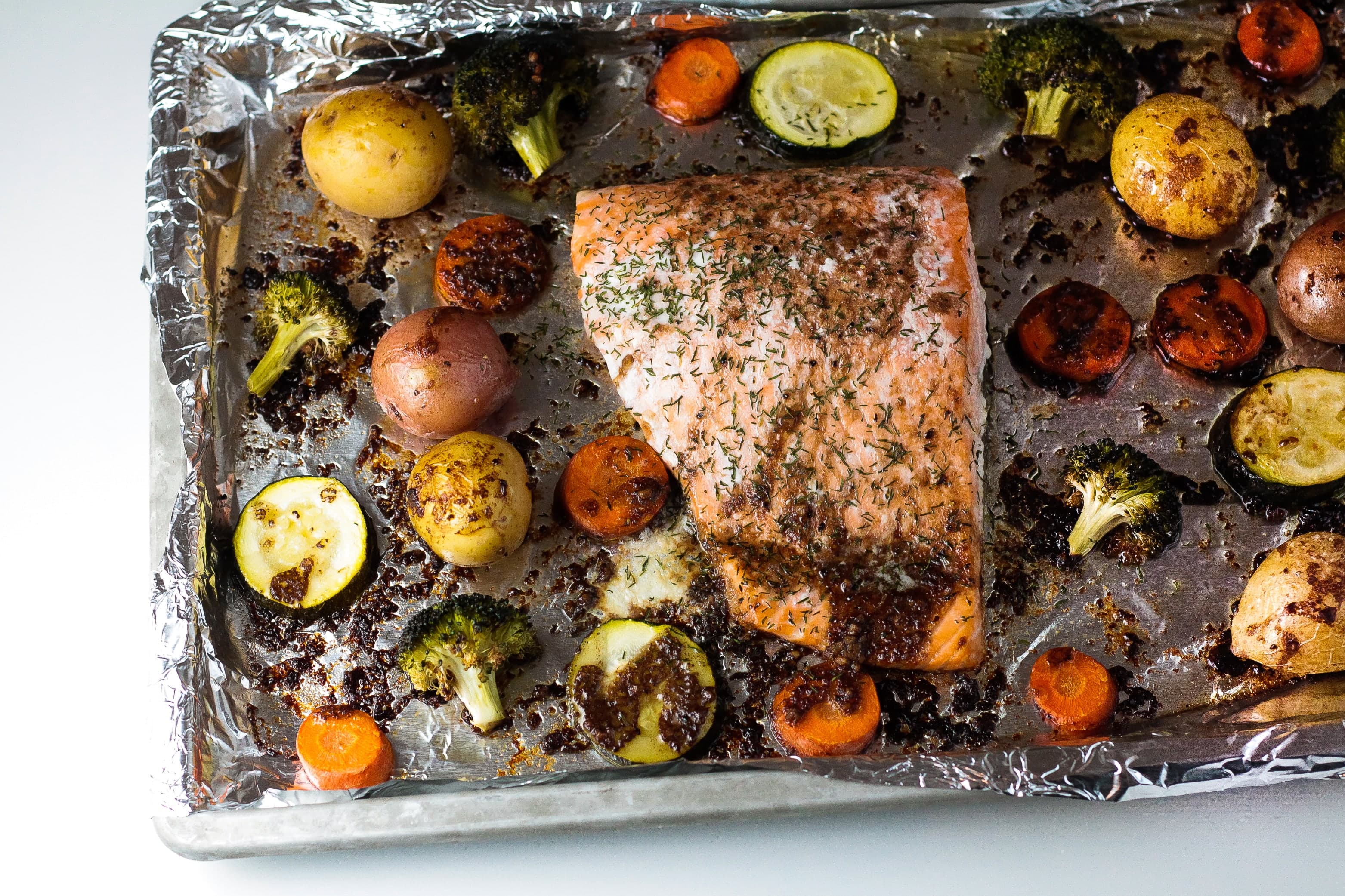 Balsamic Salmon & Veggie Sheet Pan
