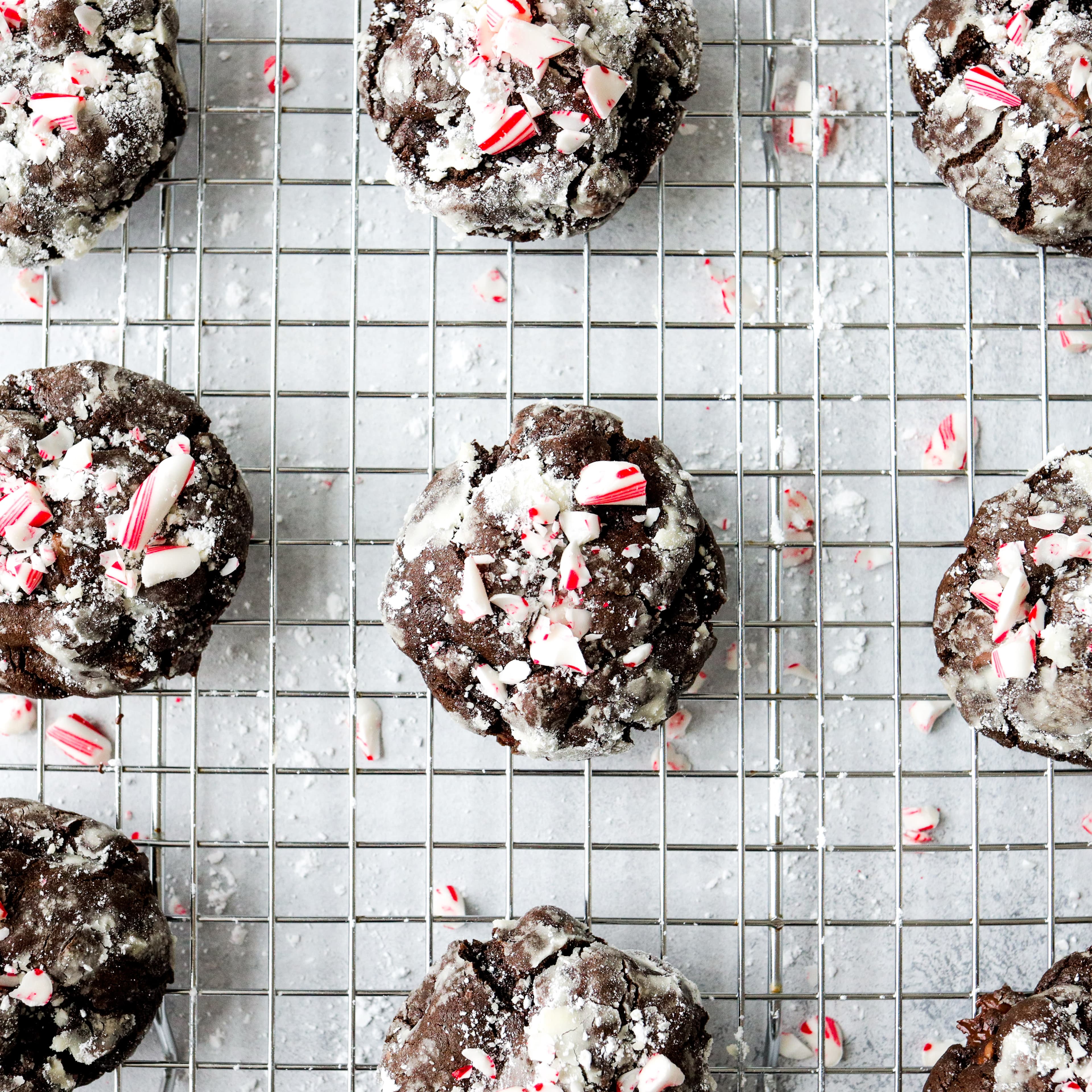 Double Chocolate Peppermint Crinkle Cookies
