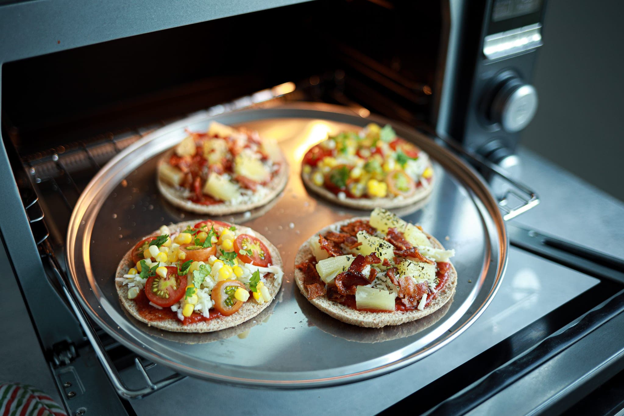 Mini Countertop Oven Pizzas - Two Ways