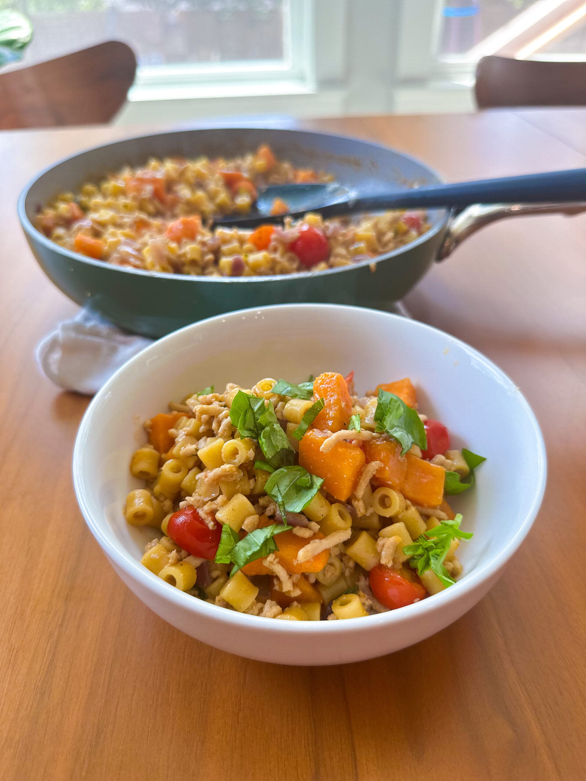 One Pot - Garden Ditalini w/ Coconut Ground Chicken